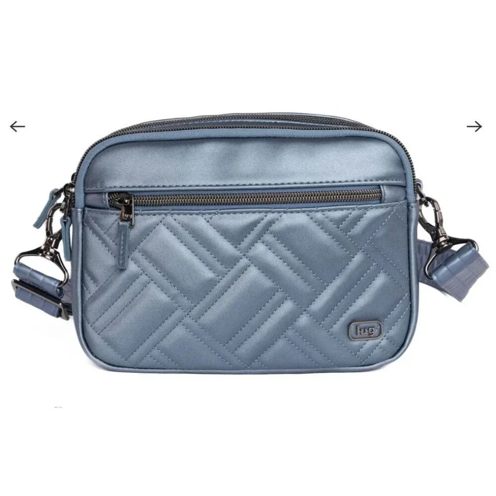 LUG Super Coupe 2 Satin Luxe Convertible Crossbody Bag NWT Metallic Blue Moon - Picture 4 of 9